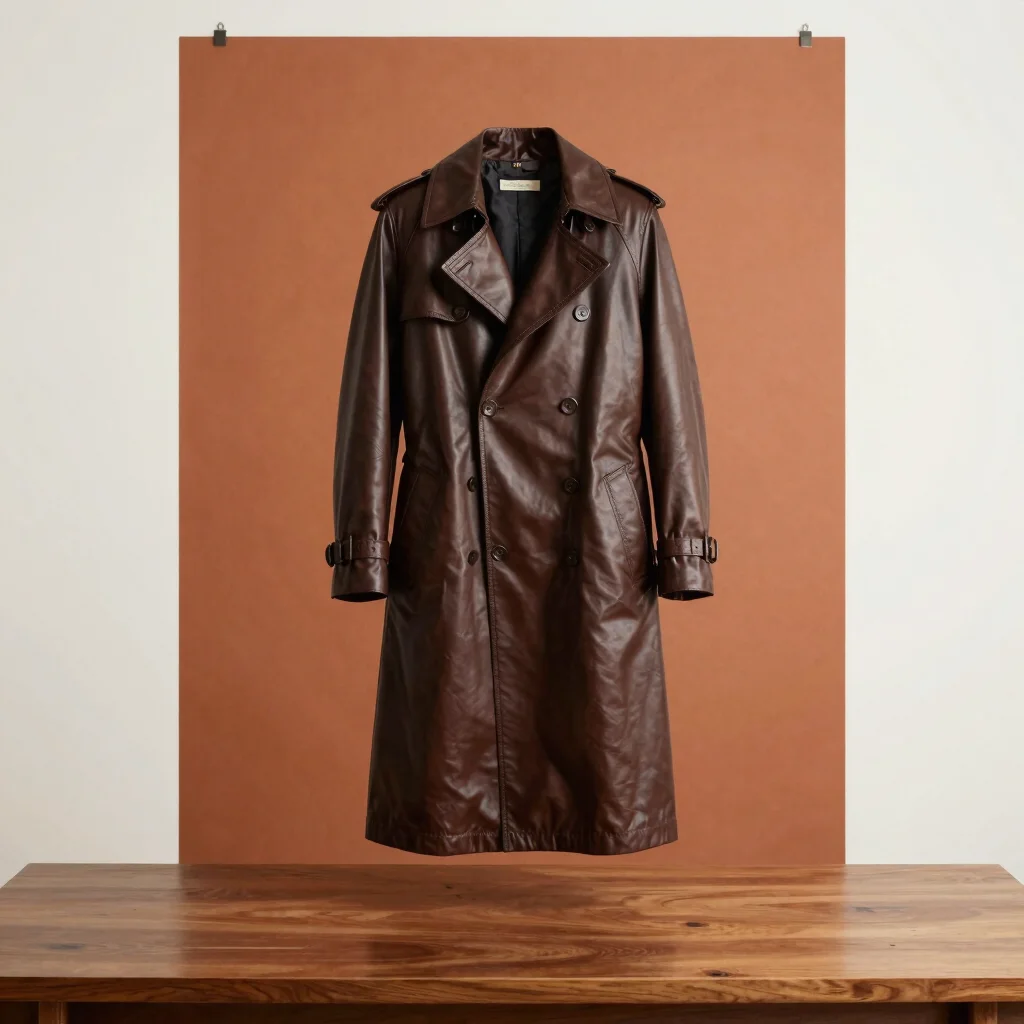 1970s Espresso Brown Leather Trench